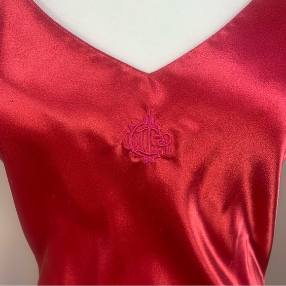 Christian Dior VTG Satin Logo Embroidered Full Length Slip Dress - Picture 13 of 15